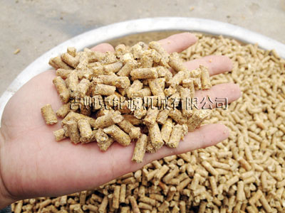 使用www.17c.com300型飼料顆（kē）粒（lì）機現場試機顆粒成品圖片